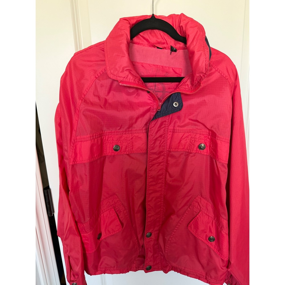 North Bay World Class Red Ripstop Windbreaker Jacket Mens Large Vintage Full Zip